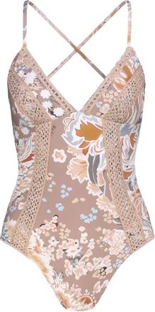Miss Bikini Intero Passamaneria Intarsio - Dames - Badpakken - Beige - XL - Badmode