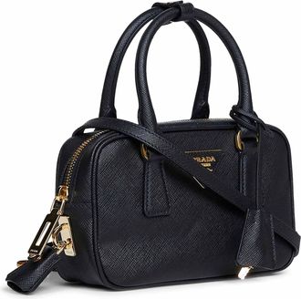 Prada Womens Top-Handle Shoulder Bag Black Saffiano Leather Calf Handbags Hand
