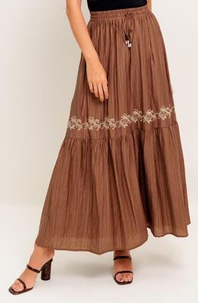 Flying Tomato Embroidered Maxi Skirt in Brown at Nordstrom Rack, Size Medium