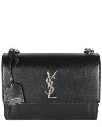Saint Laurent Black Leather Medium Monogram Sunset (Authentic Pre-Loved)