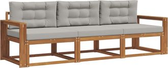 vidaXL Conjunto De Sof&aacute;s De Exterior 3 Uds. Gris Natural Y Claro Vidaxl