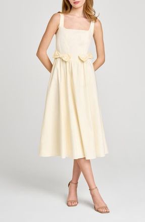 Wayf Lizzy Bow Trim Midi Dress in Cream at Nordstrom, Size X-Large