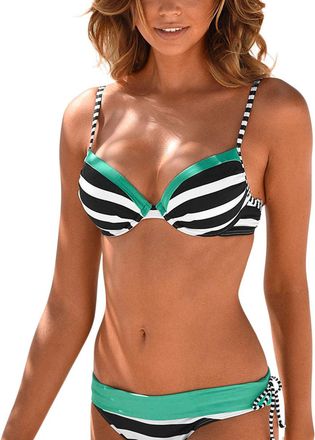 Lascana Womens Striped Push Up Bikini Top
