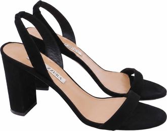 Aquazzura So Nude Block Sandals in Black Suede