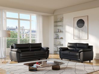 Vente-Unique Sof&aacute; 3+2 plazas de piel sint&eacute;tica MANOA - Color negro