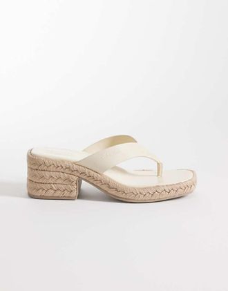 Calvin Klein Sandali infradito beige stile espadrilles con tacco largo-Neutro