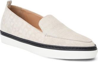 Bruno Magli Clara Loafer in Stone Suede/Croc at Nordstrom, Size 6.5