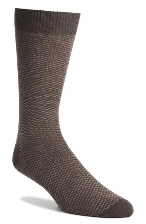 Canali Micropattern Jacquard Wool Blend Dress Socks in Charcoal at Nordstrom, Size Large