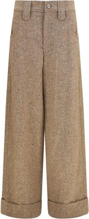 Brunello Cucinelli Beige Straight Flat Front Pants
