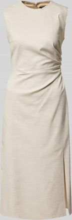 HUGO BOSS Midikleid mit seitlicher Raffung Modell Dianah in Beige, Gr&ouml;&szlig;e 32