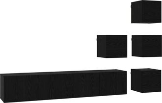 vidaXL Conjunto De Mueble De Tv 6 Uds. Roble Negro Vidaxl