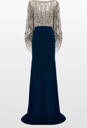 Jenny Packham Wanderlust Embellished-Details Maxi Dress in Ammonite - Blackthorne Blue at Nordstrom, Size 18 Uk