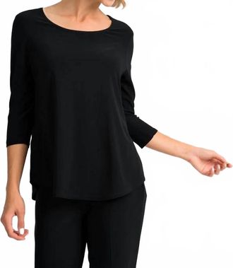 Joseph Ribkoff Three Quarter Sleeve Slit Top In Black
