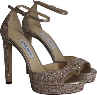 Jimmy Choo London Womens Glitter Platform Sandal (Authentic Pre-Loved)