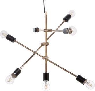 Beliani 7 Light Pendant Lamp Brass Metal Industrial Living Room Ceiling Light CREMERA