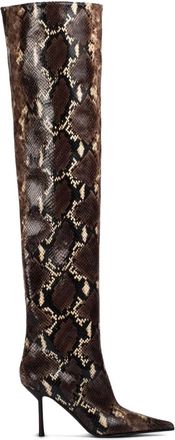 Le Silla 100mm Bella boots - women - Snake Print Leather/Goat Skin/Leather - 39.5 - Brown
