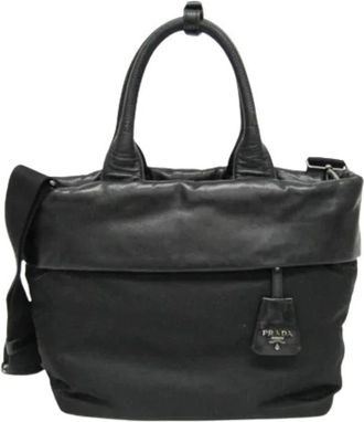 Prada Pre-owned Handbags, female, Black, Size: ONE SIZE Pre-owned Convertible double tote