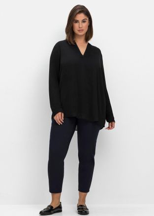 Sheego 7/8-Hose SHEEGO, Damen, Gr. 40, Normalgr&ouml;ssen, blau (nachtblau), 69% Baumwolle, 29% Polyester, 2% Elasthan, unifarben, Hosen 7/8-Hose