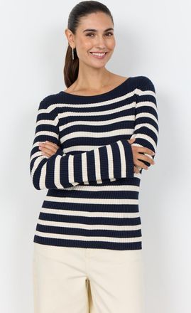 Soyaconcept Strickpullover SOYACONCEPT SC-DOLLIE 813, Damen, Gr. XXL, navy combi, Strick, Obermaterial: 75% Viskose, 25% Nylon, gestreift, normal normal, Rundhals