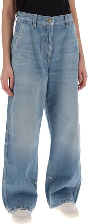 Palm Angels Womens Denim Wide-leg Jeans - Light Blue Cotton - Size 26 (Waist)