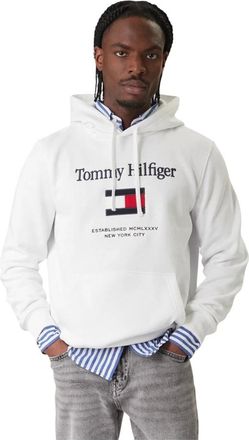 Tommy Hilfiger Hoodies & sweatvesten, Heren, Wit, S, Katoen, Logo Embroidery Fleece Hoody