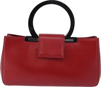 Ferragamo Gancini Leather Red Leather Handbag (Pre-Owned)
