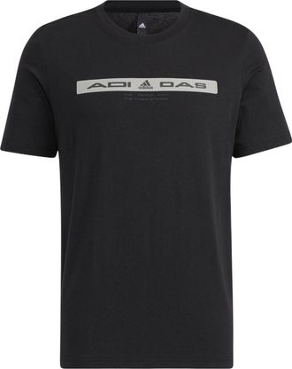 adidas Alphabet Pattern Printing Round Neck Short Sleeve Black HE9944