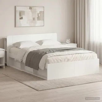 vidaXL Vidaxl Telaio Del Letto Con Storage Con Testiera Bianco 150 X 200 Cm