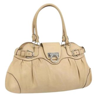 Ferragamo Pre-owned Handbags, female, Beige, Size: ONE SIZE Pre-owned Leather Handbag