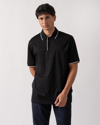 A|X Armani Exchange Mens Polo Shirt in Black Cotton - Size X-Large