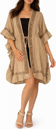 Ranee&rsquo;s Embroidered Cotton Cover-Up in Brown at Nordstrom Rack
