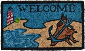 Imports Decor Nautical Beach Coir Doormat, Lighthouse Anchor Design Coconut Fiber Door Mat with Fade Resistant Colors