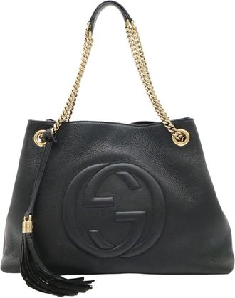 Gucci Black Leather Tote Bag (Pre-Owned)