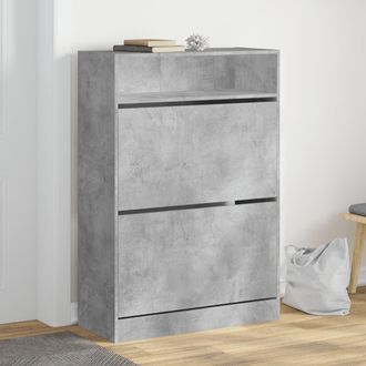vidaXL Vidaxl - Mueble Zapatero 2 Cajones Abatibles Gris Hormig&oacute;n 80x34x116 Cm