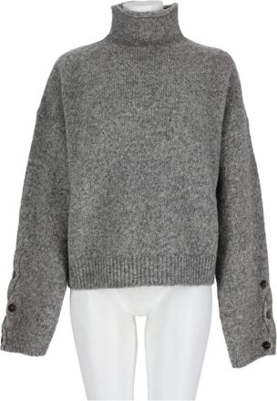 Alysi Grey Cropped High-Neck Alpaca-Blend Sweater