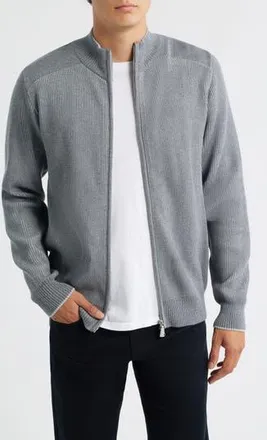 Emanuel Berg Merino Wool Zip Cardigan in Medium Grey at Nordstrom Rack, Size Xx-Large