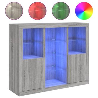 Berkfield Home Sideboards with LED Lights 3 pcs Grey Sonoma Engineered Wood
