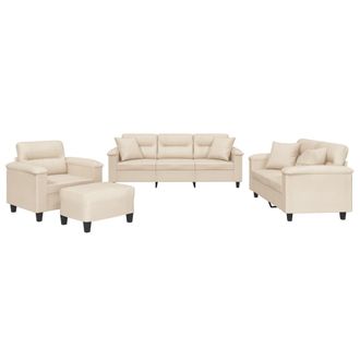 vidaXL Vidaxl Set Divani 4 Pz Con Cuscini Beige In Tessuto Microfibra