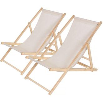 Habitat et Jardin Set di 2 sedie a sdraio in legno Chilean - 107 x 56.5 x 81 cm Ecru