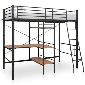 Berkfield Home Bunk Bed with Table Frame Grey Metal 90x200 cm