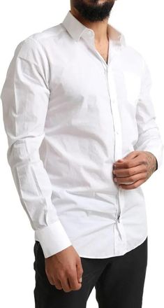 Dolce & Gabbana White GOLD Formal Cotton Tuxedo Dress Mens Shirt (Pre-Owned)