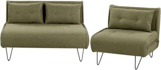 Beliani Conjunto De Sala De Estar 3 Plazas Cojines De Tela Verde Oliva Vestfold