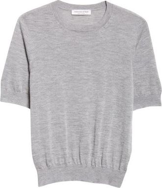 Johnstons of Elgin Honor Short Sleeve Cashmere Crewneck Sweater in Cullen Grey at Nordstrom, Size X-Small
