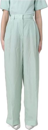 Fabiana Filippi Viscose Acetate Broek - Dames - Wijde Broeken - Groen - XS - Broeken