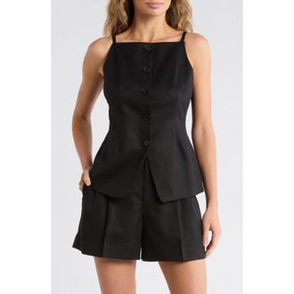 Madewell Harlow Square Neck Drapey Twill Vest in Jet Black at Nordstrom Rack, Size 10