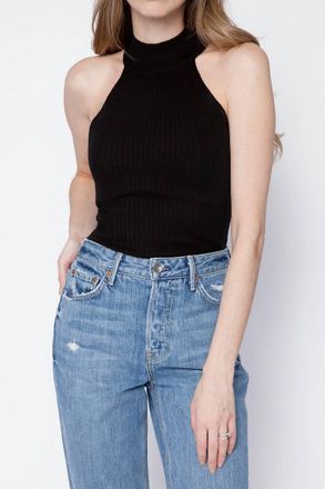 Frame Denim Luxe Halter Sweater In Noir