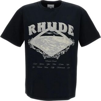 Rhude T-shirt met ronde hals - Heren - T-shirts - Zwart - XL - Katoen - Tops