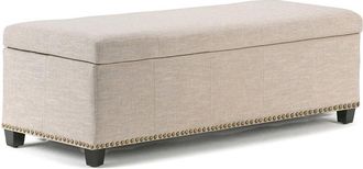 Simpli Home Kingsley 48In Transitional Rectangle Large Storage Ottoman