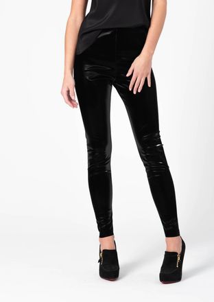 Lavender Brown Patent Leather Pull-On Leggings In Black