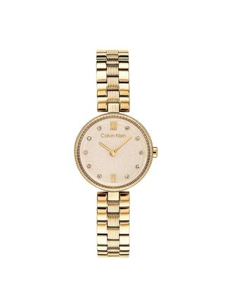 Calvin Klein Womens Textured Bezel Shimmer Dial Watch - Metallic - OS
